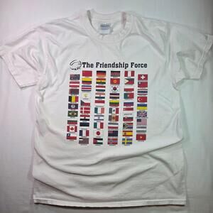 Y2K Friendship Force Shirt Mens Large White International Flags Graphic Tee